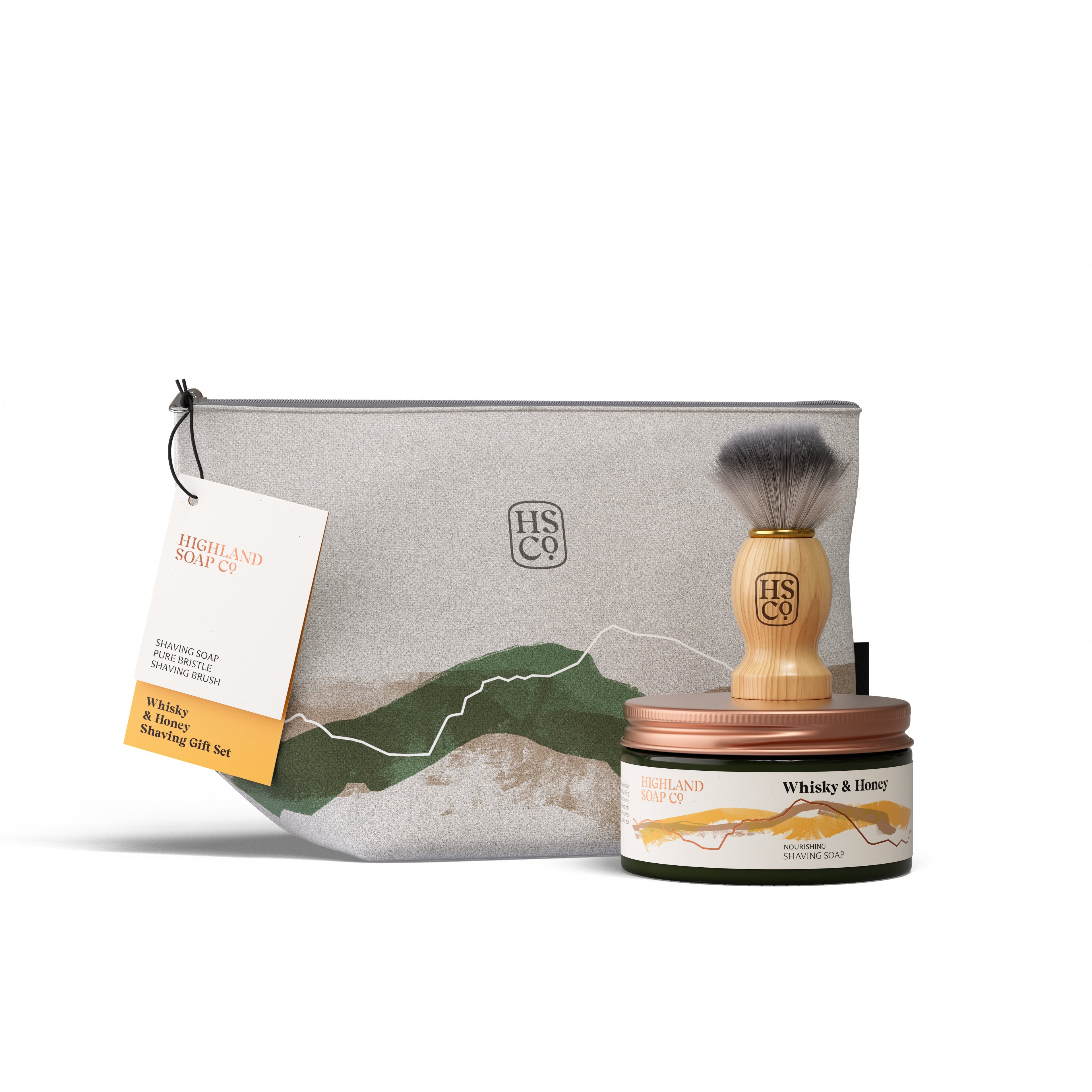 Whisky & Honey Wash Bag & Shaving Set